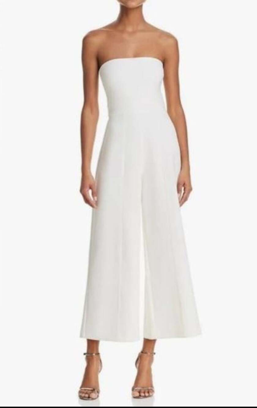 NWT LIKELY Ivory Strapless Wide Leg Jumpsuit Belted Size 10
